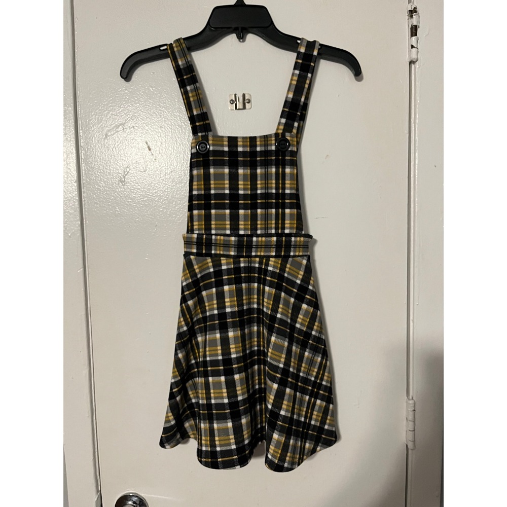 Lily Bleu Kids Black Yellow Plaid Pinafore Jumper Dress Size 8 Preppy‎ School